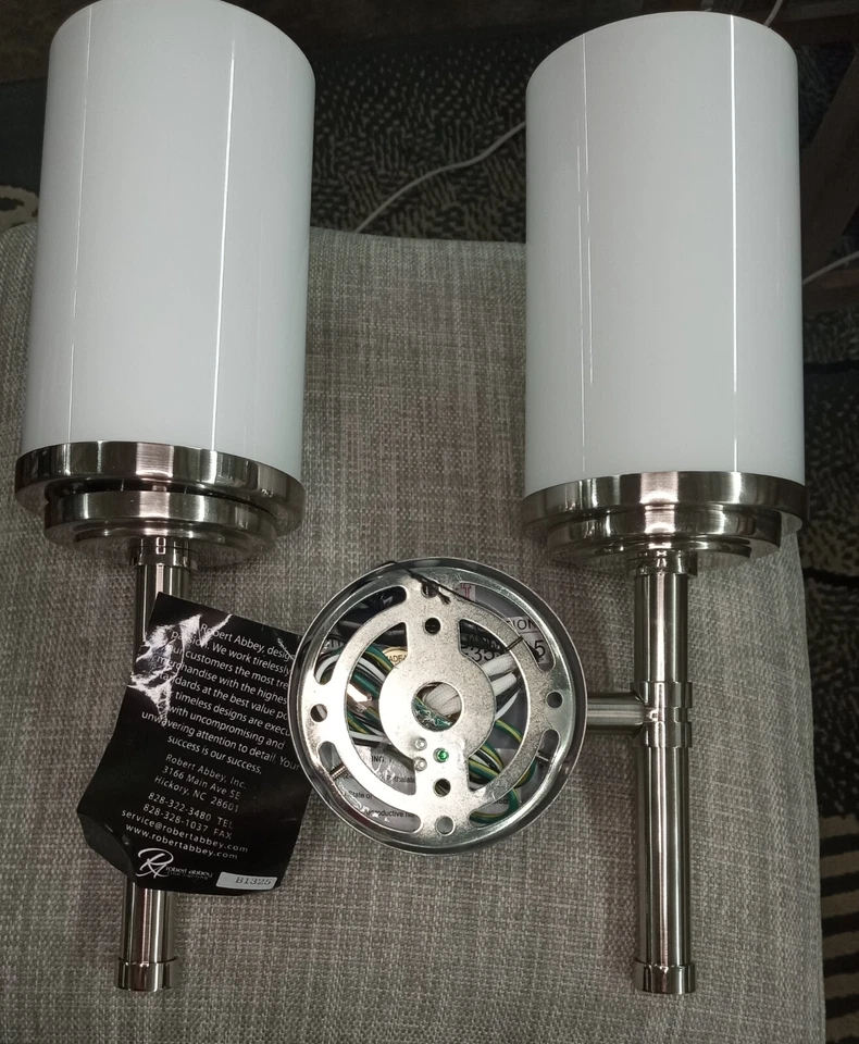 Aplique de pared Robert Abbey RAB132, 1 luz halo níquel cepillado con níquel pulido Foto 2 de 4