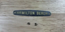 Vintage Hamilton Beach Stand Mixer Model H - Replacement Emblem Nameplate