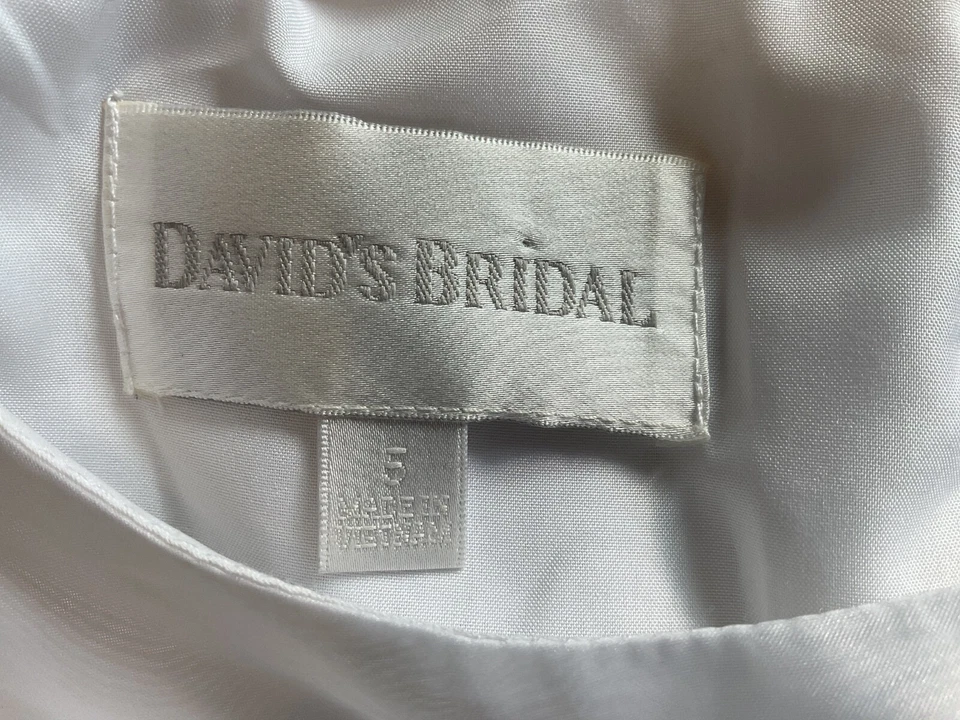 VESTIDO DAVID'S NOVIA-NIÑA TALLA 5 BLANCO~SIN MANGAS~VOLANTES~LARGO~FLOR NIÑA H1281 Foto 4 de 4