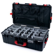 Black  Red Pelican 1615 Air case with grey CVPKG dividers. With lid organizer.