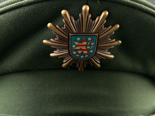 Vintage West German Hessen Police Hat Service Peak Cap Green Size 57 - Picture 2 of 10