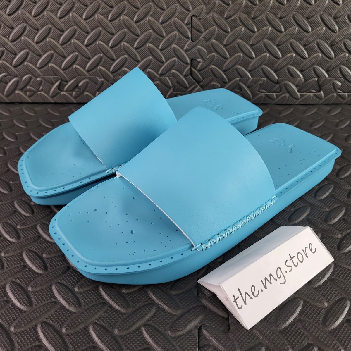 Adidas Y-3 Yohji Yamamoto Blue Cyan Water Slides Men display picture 3