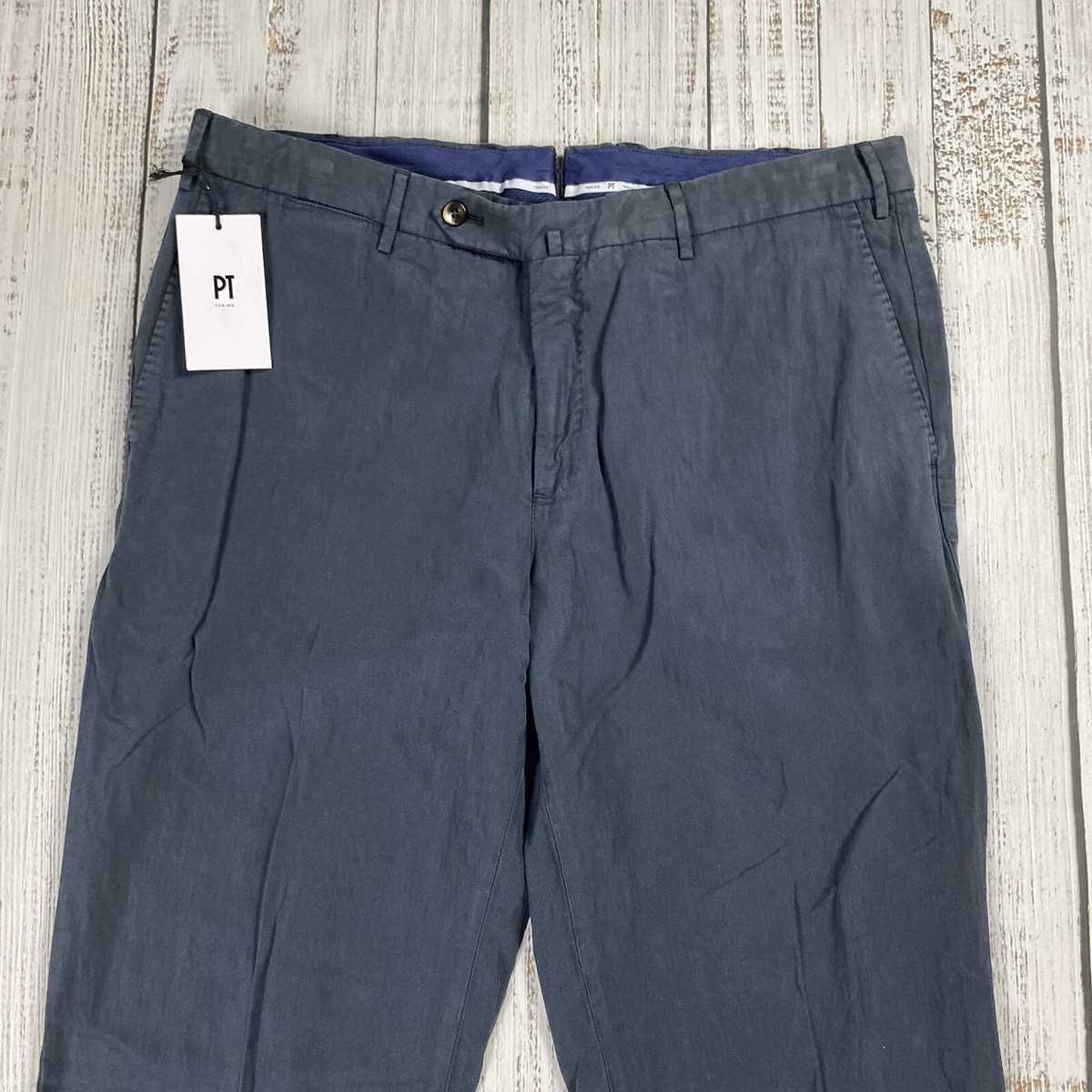$445 PT TORINO PT01 BLUE SOFT TOUCH GARMENT DYED EASY FIT