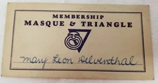 Masque & Triangle Membership Card Drama Group Antique St. Louis Signed
