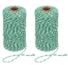 2 Roll 2mm x 109 Yard Cotton Butcher Bakers Twine String Cord Green White
