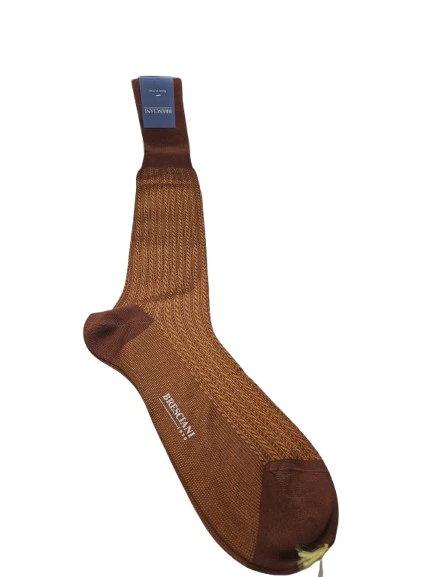 BRESCIANI Men Italian Socks 100% Cotton Size L - Burnt Orange  - New With Tags - Image 2 of 4