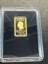 Gold Bar 1/100 oz 24 Ct Gold Charles III Bullion Bar Solomon Islands 2024 Mint 4207.00 per troy oz