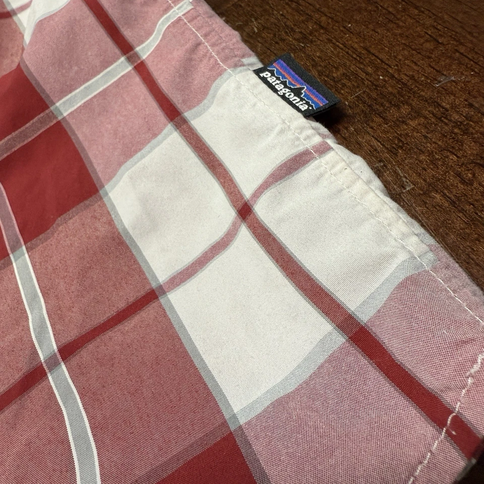 Camisa Patagonia M’s Go To Button Para Hombre M Roja A Cuadros Transpirable Manga Corta Causal Foto 3 de 4