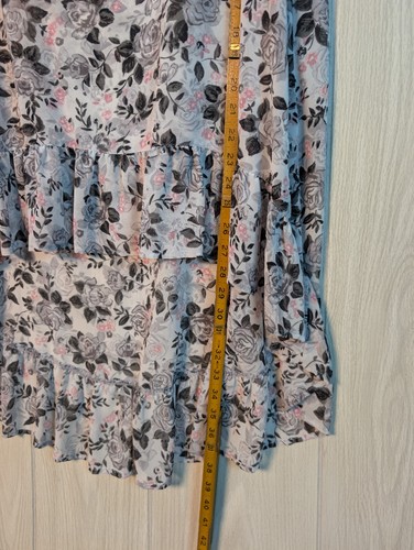 Torrid Womens Floral Top 1X Gray Floral Sheer Chiffon High Low Swing Tank Summer - Picture 6 of 6
