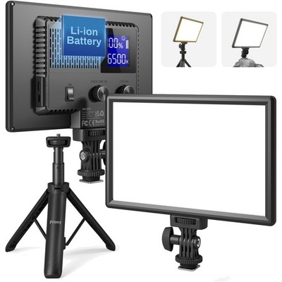 LED Videolicht, 12W, Akku, 600Lux, 2500-6500K, Mini-Stativ, USB, Kamera