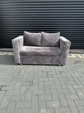 2 Seater Grey Plush Velvet Fabric Sofa Excellent Condition Pre Owned
