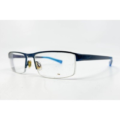 Nike Eyeglasses Mens Blue Semi Rimless Rectangular 8097 402 55-17-140