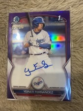 Yeiner Fernandez 2023 Bowman Chrome 1st Purple Refractor Auto /250 Dodgers 