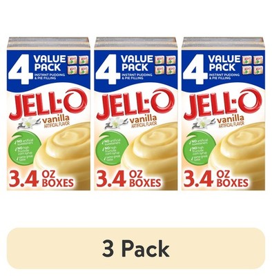 (3 pack) Jell-O Vanilla Instant Pudding & Pie Filling Mix Value Pack