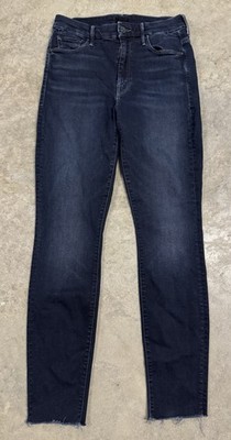 Mother Jeans Sz 26 High Waisted Looker Ankle Fray Dark Stretch Denim Last Call