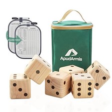 Giant Wooden Yard Dice, 3.5In Pine Lawn Game for Family