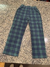 GAP Soft Cozy Fleece Green Blue Plaid Pajama Lounge Holiday Pants Unisex Sz 8