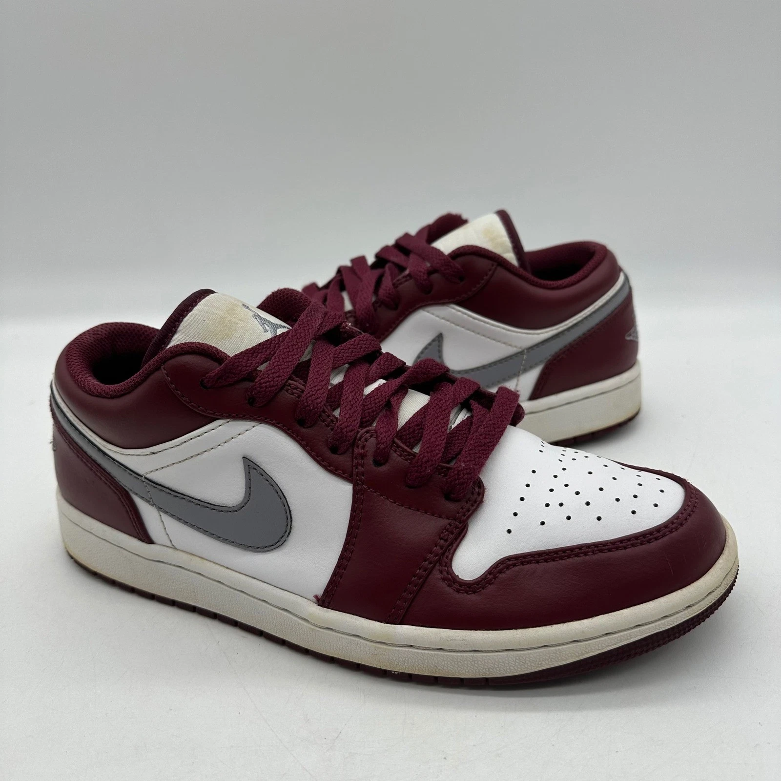 NIke 553558-615 Mens 8 Air Jordan 1 Low "Bordeaux" Shoes Cherrywood Red Sneakers