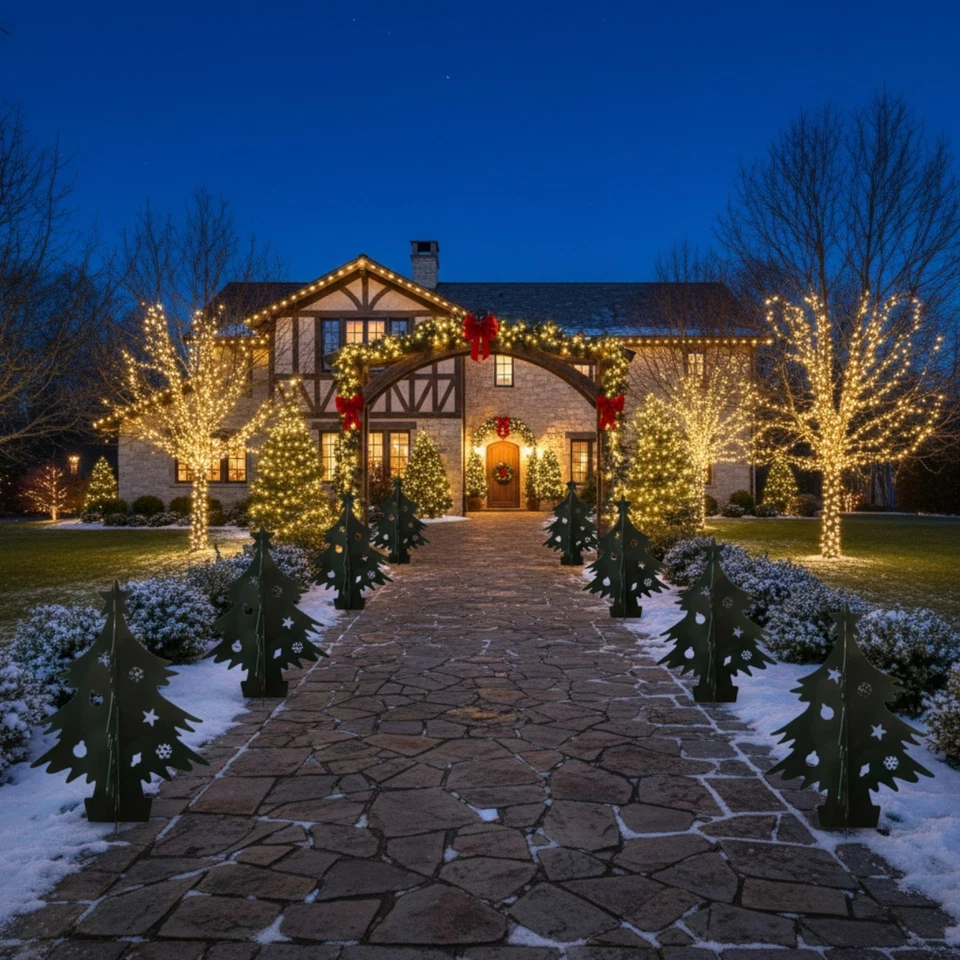 Albero di Natale Decorativo in Ferro Verniciato a Polvere per Interno e Esterno - Immagine 3 di 3