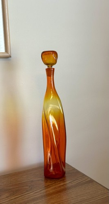 #ad #ad VTG MCM Blenko Wayne Husted Tangerine Twisted Bottle Blown Glass Decanter #5825 $425.00