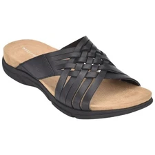 Easy Spirit Wmn Meadow Cross Strap Woven Slide Sandal Size US 8.5W Black Leather