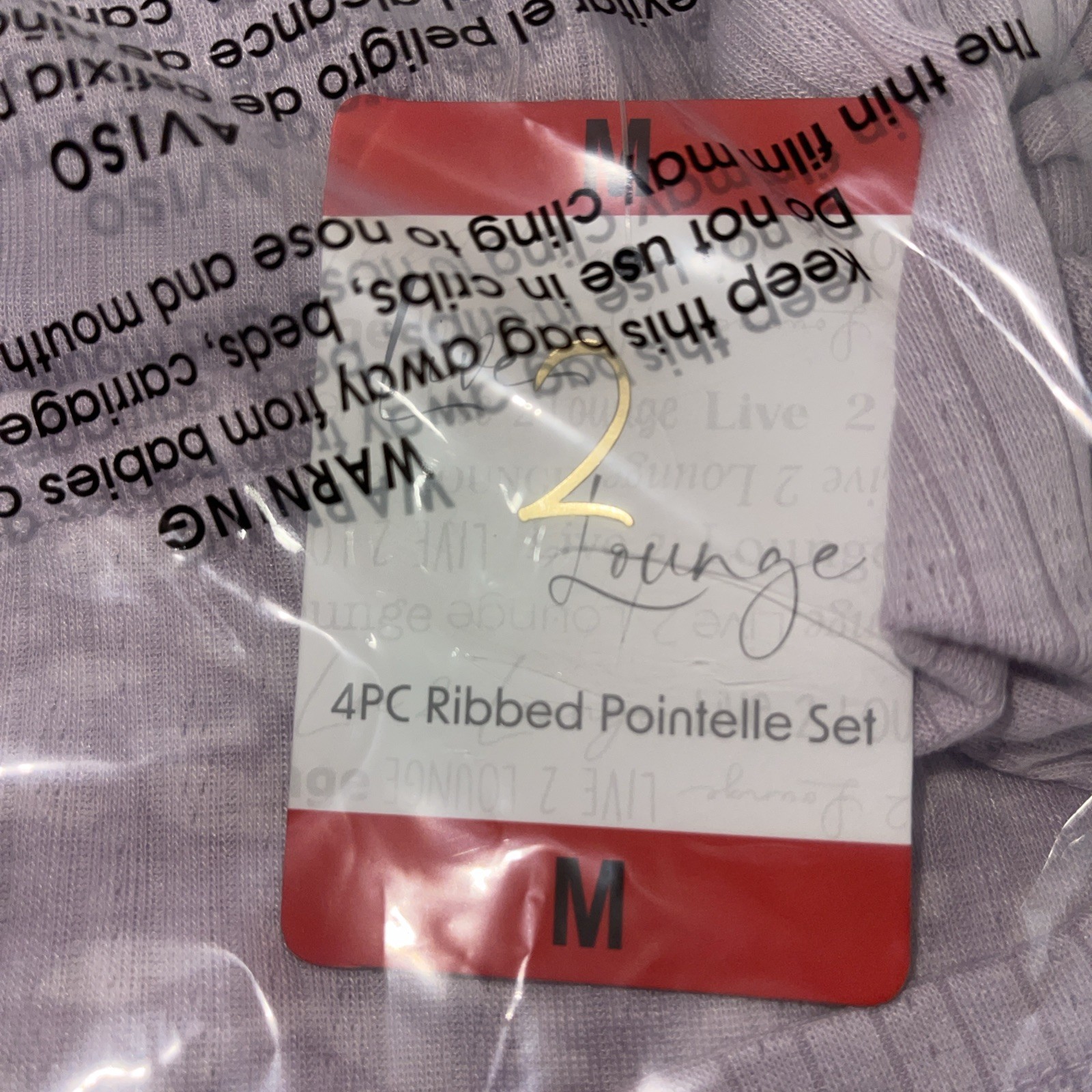 Live2Lounge Women’s 4-piece Pointelle Lounge Set, Purple, M