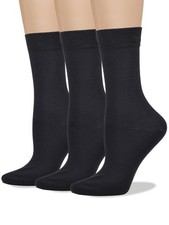 Women's Soft Combed Cotton Dress Socks Seamless Toe Black 9-11 