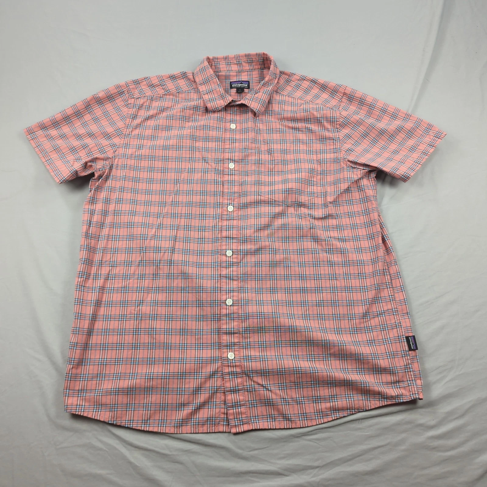 Patagonia Shirt Mens L Plaid Short Sleeve Button Up Lightweight Hiking Fezzman