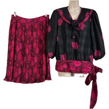 VTG Assorti for Susan Freis 2 Piece Dress Pleated Skirt Sz Sml/Med/Large