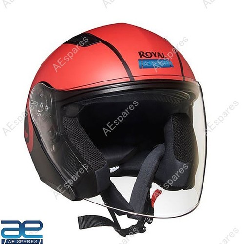 Lightwing Open Face Helmet Matt Black & Red For Royal Enfield Rider @US - Foto 1 di 8