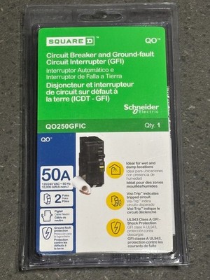 Square D QO Series QO250GFIC 50-Amp 2-Pole GFCI Circuit Breaker