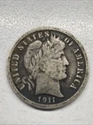 1911-D Barber Liberty Head Dime 90% silver Actual coin Fina Coin