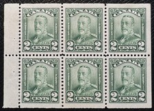 CANADA NO 150a BOOKLET PANE, KING GEORGE V, VF MINT H (KF735)