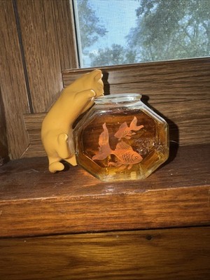 Avon Curious Kitty Cat in Goldfish Bowl 'Here's My Heart' Cologne 2.5oz Vtg '99