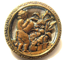 1800s antique Victorian 37 mm metal Gardener picture button 54767
