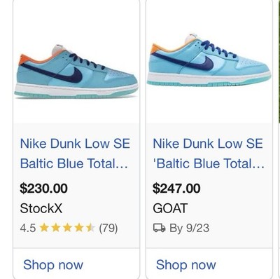Mens Size 10nike Baltic Blue Deep Dunk Low Se