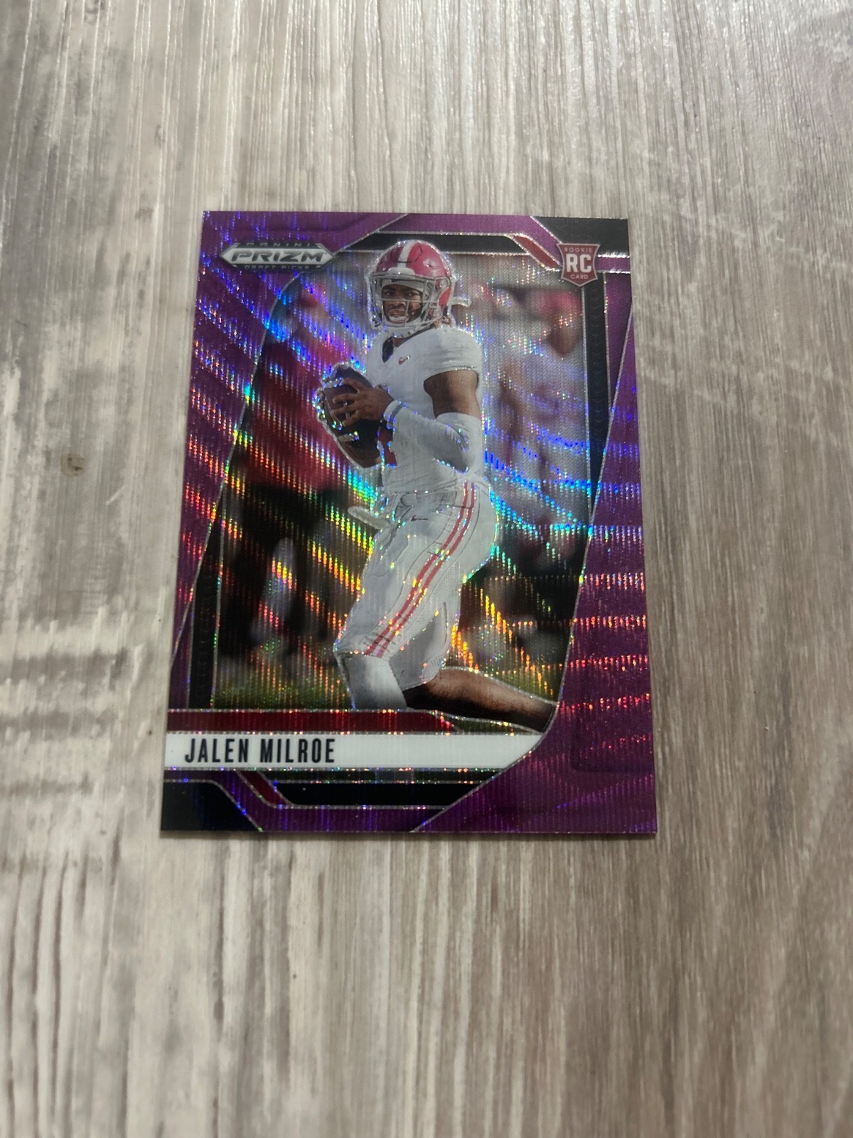 2025 Prizm Draft Picks JALEN MILROE Rookie Purple Wave Prizm #5