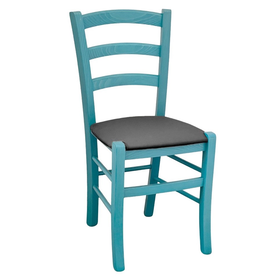 Chaises Salle À Manger Venezia Bois Turquoise Assise Simili Cuir