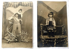 2 Antique photos of a Jewish child with mother, 1915, Romania, Pucioasa, PC size
