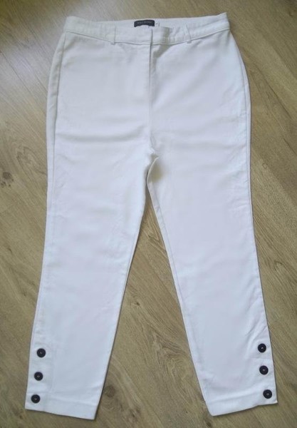 Women Mint Velvet Trousers White Cotton 42 / XL /