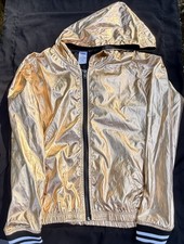 Balera Dance Metallic Gold Hooded Zip Windbreaker Jacket size child s large