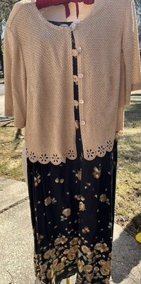 All That Jazz 2 Piece Plus Size 22WP Dress Set Black Floral Maxi Dress  Cardigan