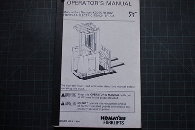 KOMATSU FR20S-1A Forklift Operator Manual operation SHOP guide 1994 reach truck