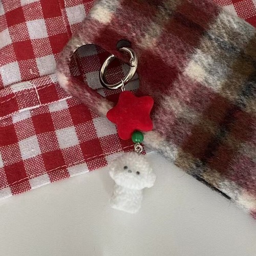 Adorable Flocking Cartoon Dog Keychain Cozy Plush Texture Bear Key Pendant Bag - 第 8/22 張圖片