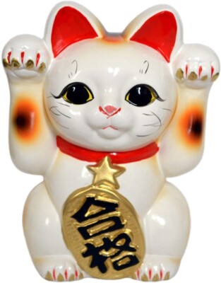 Lucky Cat Tokoname Ware Goukaku Maneki Neko 16cm Tall Made in Japan