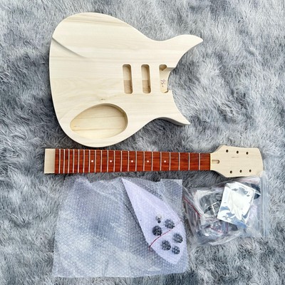 Unfinished Guitar DIY Kit Custom Build Project Semi-hollow, rosewood fingerboard