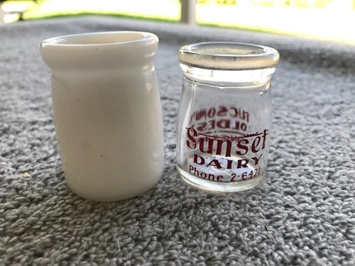 Vintage Milk Glass & Sunset Dairy Tucson's Oldest Clear Creamers