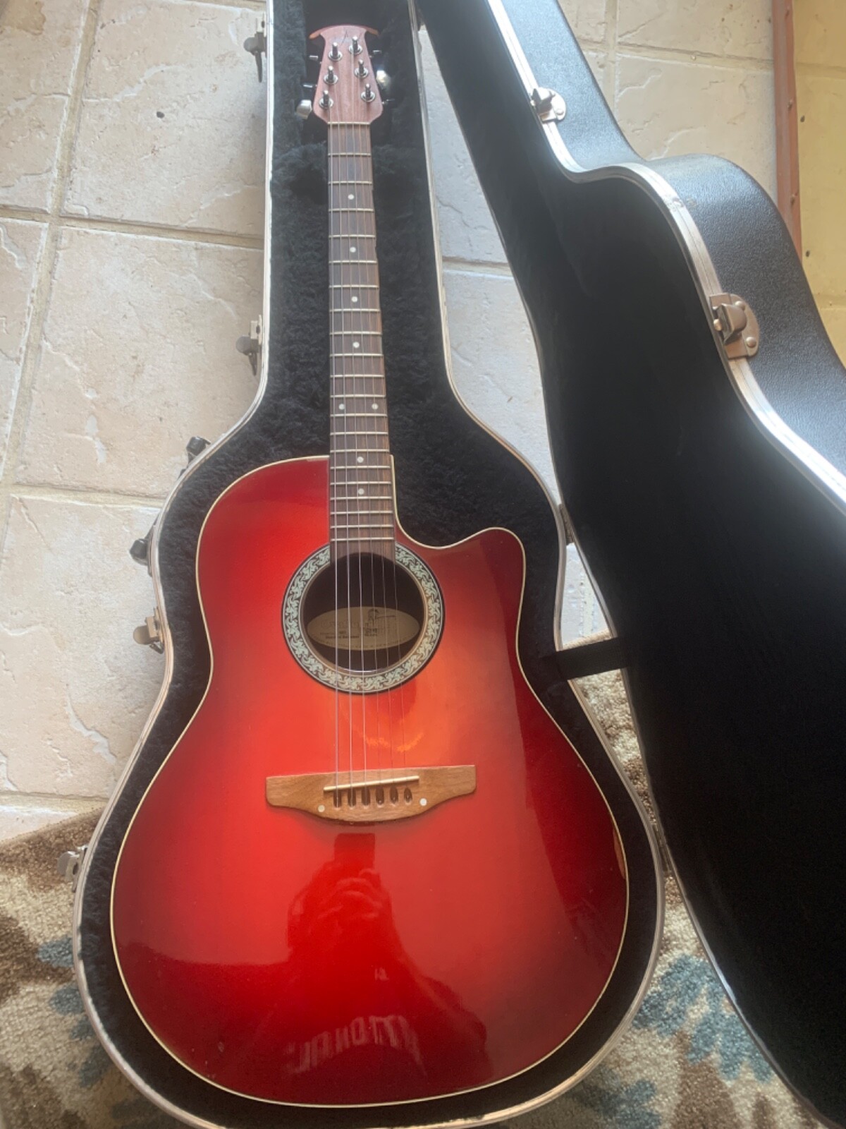 Ovation Balladeer 1861 Acoustic Electric Guitar Red Burst USA W Ovation OEM Case