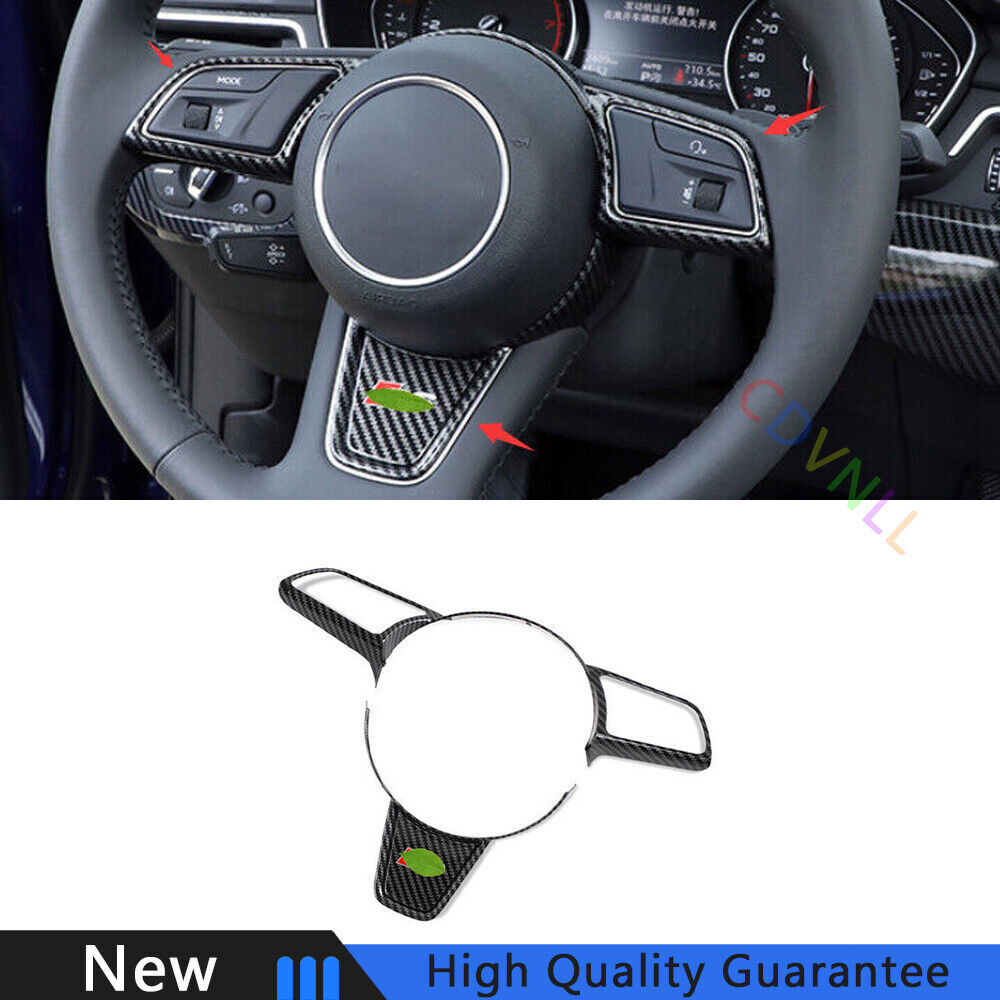For Audi A4 A5 2017-2019 Carbon Fiber Steering Wheel Decor Cover Frame Trim 1PCS