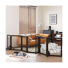 PAWLAND 144-inch Extra Wide 30-inches Tall Dog gate with Door Walk Through, F...